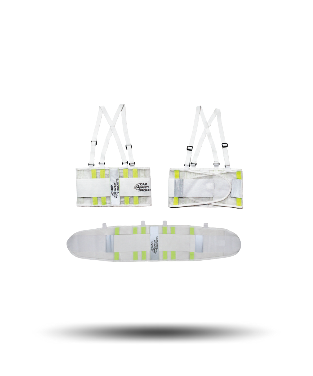Faja blanca - amarillo neón con soporte sacrolumbar ventilada de alta visibilidad