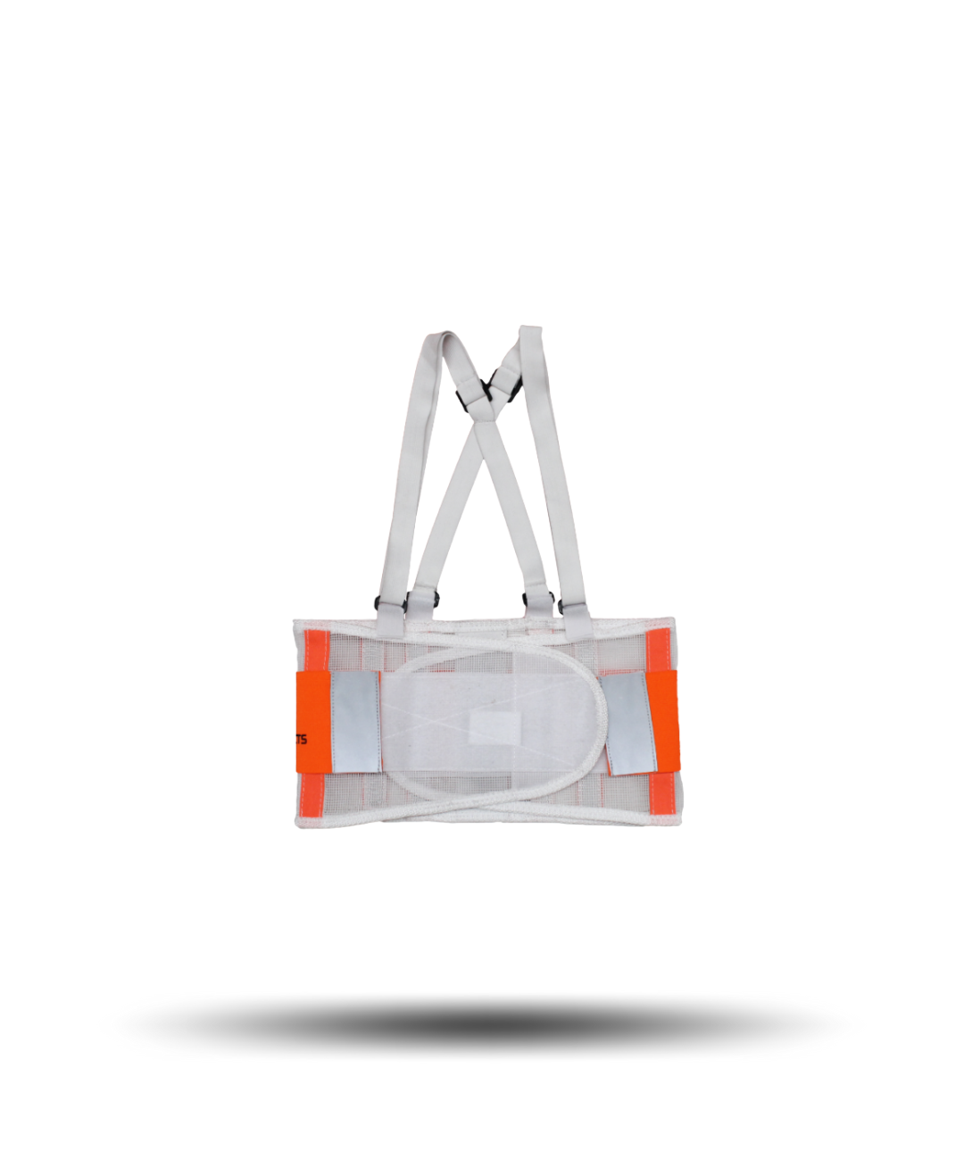 Faja blanca - naranja neón con soporte sacrolumbar ventilada de alta visibilidad
